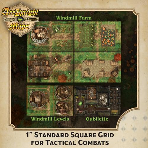 Arcknight The Vale of Adventure Roleplaying D&D Battle Map; 16 Modular RPG Maps in 8 Double-Sided Pages, 1" Square Grid, Modular & Versatile DND Map for ttrpg Gaming - for Dungeons & Dragons - style: Vale Adventure