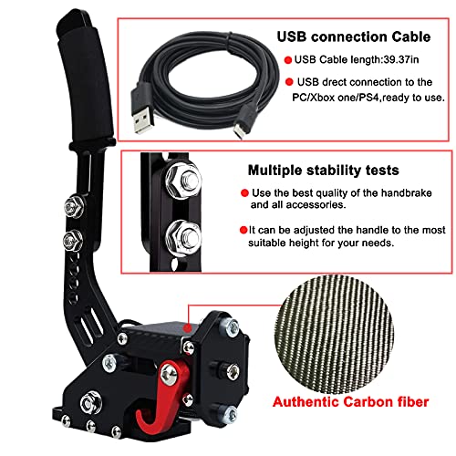 64Bit USB Handbrake SIM for XBOX ONE Racing Games - Compatible with G920, Fanatec, OSW, Dirt Rally - Without Clamp - Black Stainless Steel Fixed Plate - color: Black-With Black Stainless Steel Fixed Plate