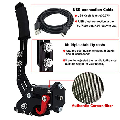 64Bit USB Handbrake SIM for XBOX ONE Racing Games - Compatible with G920, Fanatec, OSW, Dirt Rally - Without Clamp - Black Stainless Steel Fixed Plate - color: Black-With Black Stainless Steel Fixed Plate