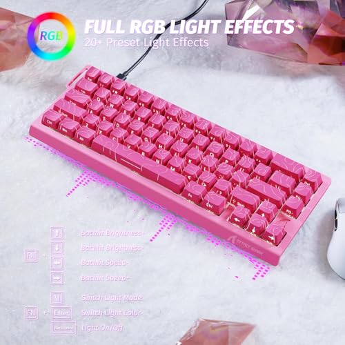 ATTACK SHARK X68HE RT Mechanical Gaming Keyboard 60% Wired TKL-Rose Contour | Adjustable Actuation,Hall Effect Magnetic Switch,8KHz Polling Rate,RGB Backlit,Top Mount,Side Printed Keycap for PC Mac Gamer - color: Rose Contour, size: Keyboard