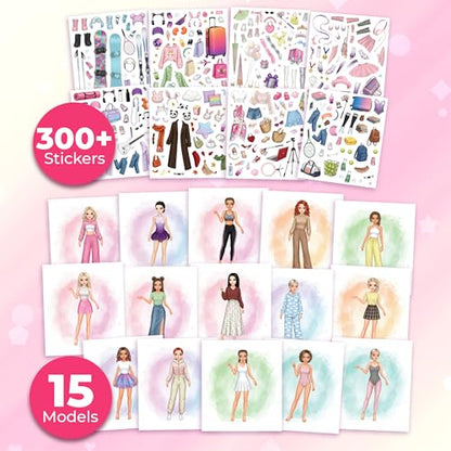 I Love Fashion Designer Kit for Girls – 45 Looks, 300+ Stickers | Reusable sticker activity book with 300+ pieces across 45 outfits. Creative gift for kids ages 5 and up - color: I Love Fashion Designer Kit