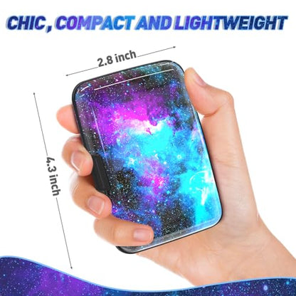 ToLuLu Credit Card Holder Slim Mini RFID Small Aluminum Card Wallet Galaxy | Blocking Metal Business Card Case, RFID Blocking Front Pocket Wallet Hard Case CC Holder for Men Women, Nebula - color: Galaxy Nebula