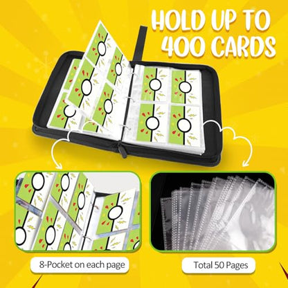 Collectible Trading Card Albums, 400 Card Holders with 50 Removable Sleeves, Portable 4 Pockets Collectible Trading Card Binder, PU Card Collection Binder for MTG, TCG, Sport Card, Game Cards - color: AQUA