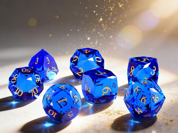 7-Piece Diamond Cut Dice Set for Dungeons and Dragons (D&D) | RPG & Tabletop Games | Premium Gift Box & Durable Design - color: Zs-c