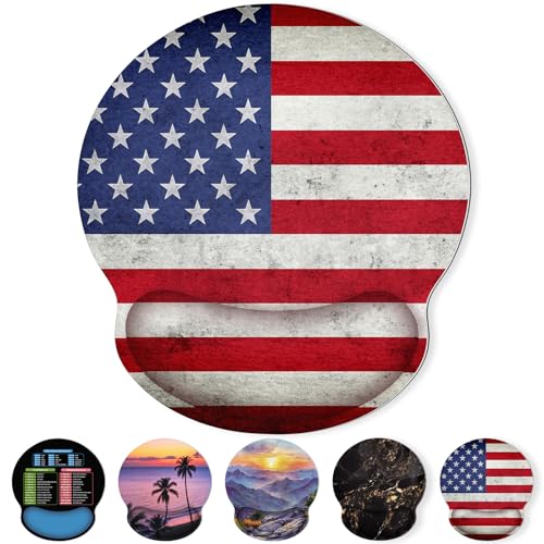 KONVINIT Ergonomic Mouse Pad with Wrist Rest, Small Mousepad with Non-Slip Rubber Base and Smooth Surface, Beach Mouse Pads for Desk, Office Desk Accessories - color: Flag
