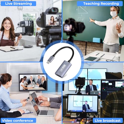 GUERMOK Video Capture Card, USB3.0 HDMI to USB-C Capture Device, 2K@30FPS | Stream & Record Gameplay at 1080P@60FPS, Compatible with Mac OS, Windows, Quest 3, OBS, Zoom, PS5/4, Switch, Xbox (Black) - color: silver black
