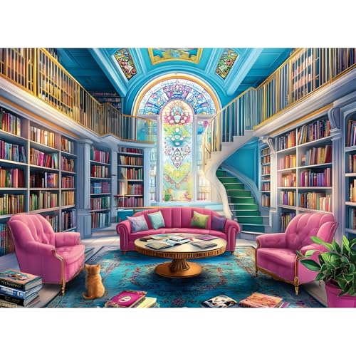 500 Piece Puzzle for Adults, Unique Bookstore Puzzles for Adults 500 Pieces, Colorful Library Bookshelf Jigsaw Puzzles 500 Pieces, Family Challenging Puzzle Game Great Gift Idea 20.5 * 15 in - style: Unique Bookstore