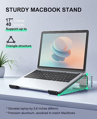 Soqool Laptop Stand for Desk, Ergonomic Detachable Laptop Riser | Aluminum MacBook Stand, Compatible with 12-17'' All Laptops Such as MacBook Pro/HP/Dell/Lenovo, Black - color: Black