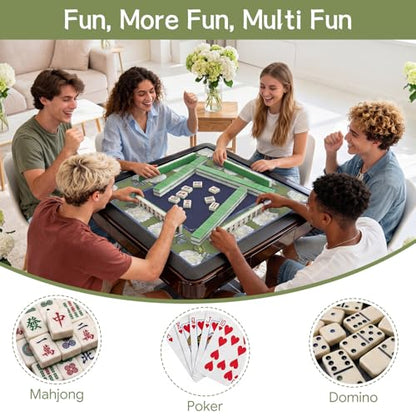 Drydiet Mahjong Mat for Table 31.5 x 31.5 Inch American Mahjong Mat with Carrying Bag, Non-Slip Noise Reduction Table Item for Family Poker Domino Board Game Night & Party Use(White Hydrangea) - style: White Hydrangea