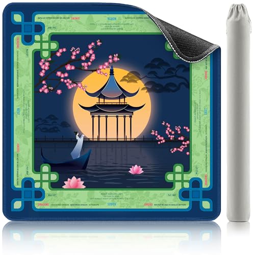 KUNTE Mahjong Mat, Serene Moon, 32"x32" | Non-Slip, Quiet, Waterproof, Foldable, For American Mahjong - color: Serene Moon