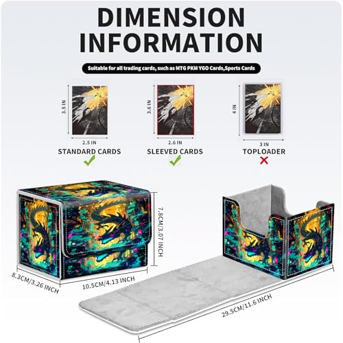 PU Leather Deck Box for MTG Commander Cards, Fits 100+ Double Sleeved Cards, Secure Magnetic Trading Card Storage Case for TCG CCG,Cyberpunk City Dragon - color: Cyberpunk City Dragon