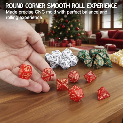 PJOY Mystery DND Dice Set Christmas Pattern Polyhedral D&D Dice for Dungeons and Dragons Role Playing Games TTRPG DND Gifts - color: Random Christmas