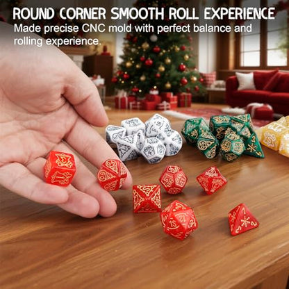 PJOY Mystery DND Dice Set Christmas Pattern Polyhedral D&D Dice for Dungeons and Dragons Role Playing Games TTRPG DND Gifts - color: Random Christmas