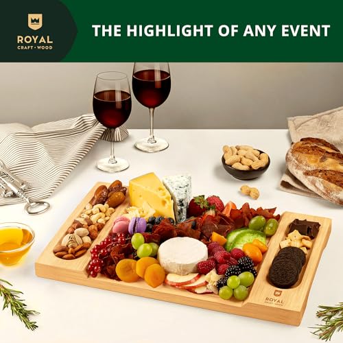 ROYAL CRAFT WOOD Charcuterie and Cheese Board - Large Bamboo Cheese Board - Serving Tray Platter - House Warming Gifts New Home, Birthday Gifts for Mom Dad Women Men - 15.5"x10" - style: 1-2 Guests