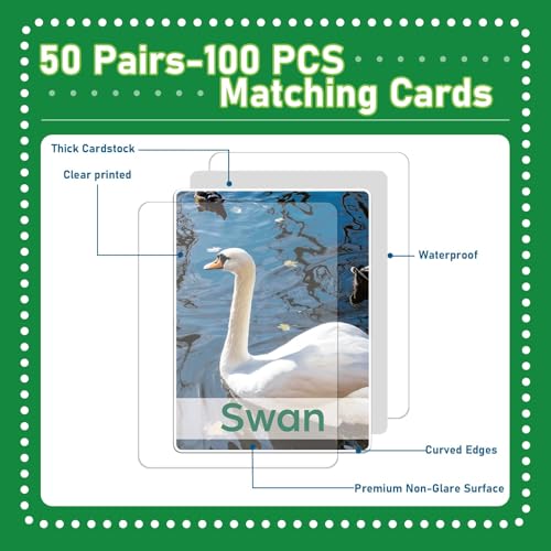 gisgfim 100 PCS Memory Matching Game Adult & Baby Animal Memory Games Educational Matching Game for Kids and Adults A Fun & Fast Animal Memories Games Toddlers Preschool Family Board Gift - style: Adult & Baby Animal
