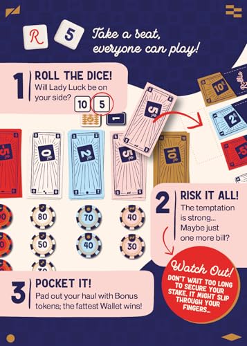 Randolph Rollie | Press Your Luck Dice Rolling Card Game for Kids, Teens, & Adults | Roll for Cash or Crash | Quick & Easy Party Game for Family Night Fun | 2-6 Players | Ages 8+ | 20 Min
