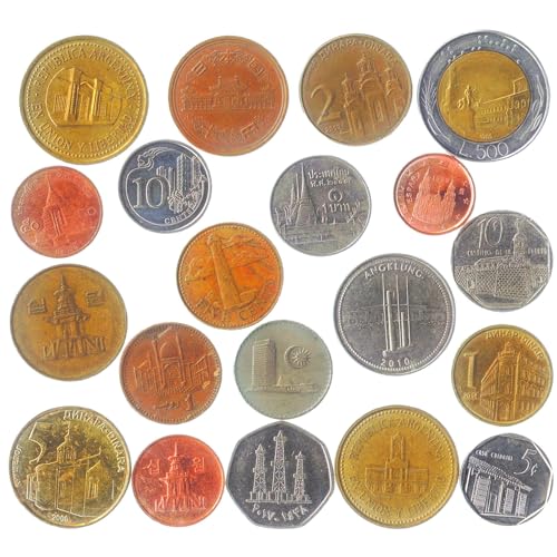 Architectural Fantasy Coins Collection - 20 Souvenir Coins - Featuring Temples, Lighthouses, Banks, Castles - Historic Building Designs - color: 20 Building Coins