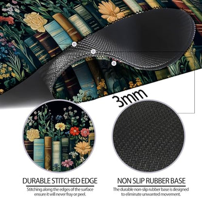 Fantasy Pretty Wildflower and Book Gaming Desk Mat, Computer Keyboard Large Extended Long Floral Mouse Pad for Office and Home, XL (W02) - color: W02