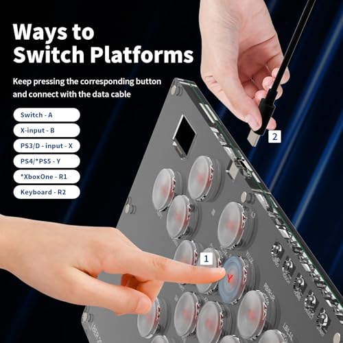 AceGamer Arcade Stick 16Keys All-Button Gamer Finger with Turbo Functions, Custom RGB, Arcade Controller Street Fight for PC/PS3/PS4/Switch/Steam Game Keyboard-Supports Hot Swap (Black) - color: black