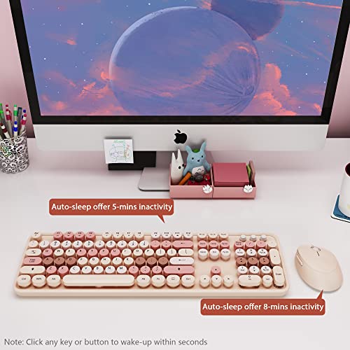 Colorful Wireless Keyboard and Mouse Combo - 104 Key Wireless Keyboard with Number Pad for Windows PC, Notebook, Laptop (Chocolate) - color: Chocolate