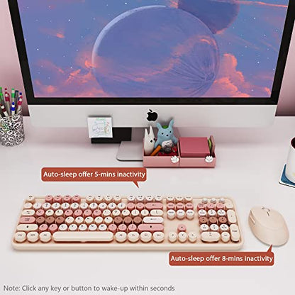 Colorful Wireless Keyboard and Mouse Combo - 104 Key Wireless Keyboard with Number Pad for Windows PC, Notebook, Laptop (Chocolate) - color: Chocolate