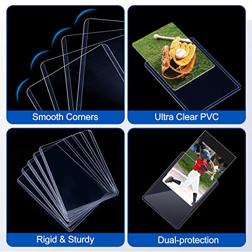 Sooez 100 Soft Card Sleeves&100 Hard Plastic Card Holder Combo, 35PT, 3"x4" | for Trading Card, Baseball Card Protector, Penny Sleeves for Collectible Game Card, Sturdy Standard Size Sports Football Card - size: 100 Hard Sleeves + 100 Penny Sleeves