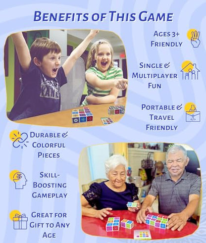 Pattern Matching Board Game for Kids & Adults, Family Night Board Games, Block Puzzle Games for Kids, Ages 3+ to 99 yrs, Play 1 to 5 Players, Unlimited Puzzle Cards, Perfect All Occasion Gift