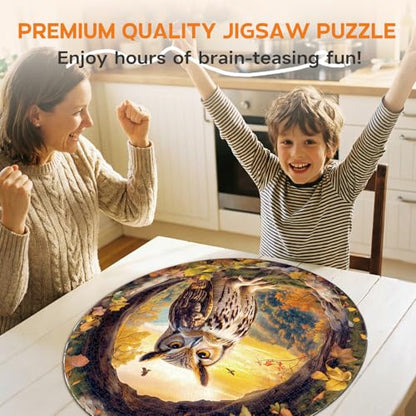 1000 Piece Puzzles for Adults, 26.6 * 26.6in Mountain Owl Puzzle | 1000 Pieces Flat Puzzles with 3D Visual Effect When Completed, Adult Puzzle Games - color: Mountain Owl