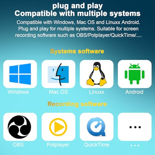4K HDMI Video Capture Card USB 2.0 1080P for Streaming, Live Broadcast, Video Conferencing, Teaching and Gaming, with Extension Cord