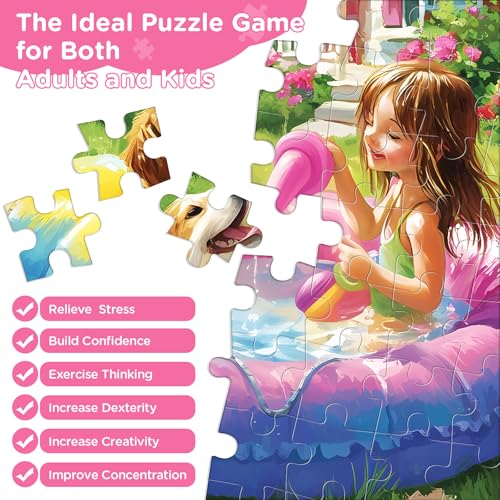 300 Piece Puzzles for Adults,Jigsaw Puzzles 300 Pieces Summer Puzzle | Dog Puzzle for Adults Kids Seniors, Girl Jigsaw Puzzle Games Premium Cardboard Puzzles Birthday Party Family Activity Gift - style: Summer