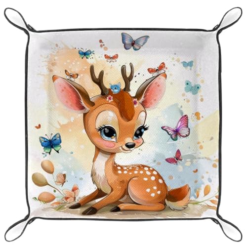 Deer Butterflies Dice Tray Dice Rolling Tray Folding Dice Holder for Dice Games, Like RPG, DND and Other Table Games - color: Multi 3