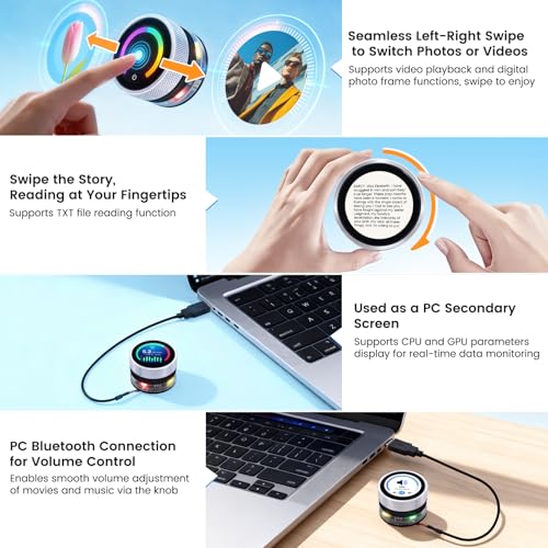 ELECROW 1.28" ESP32 Rotary Display 240x240 HMI IPS Round Knob Touch Display | 2.4G WiFi and BLE Capacitive Rotary Touch Screen Development Board Compatible with Arduino IDE and LVGL Library - size: 1.28" ESP32 Rotary Display