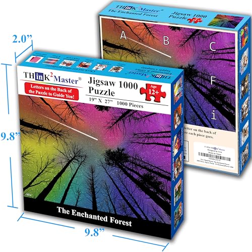 Think2Master Hard Impossible Challenging The Enchanted Forest 1000 Pieces Large Format Jigsaw Puzzle for 13+, Teens, Adults & Families. Beautiful Vibrant Gradient Artwork Size: 26.8” X 18.9” - style: Enchanted Forest