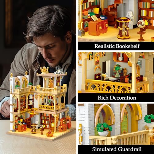JMBricklayer Medieval House Building Kit for Adults 30126, Euro-Style Bookstore Building Sets with LED Light, Creative Modular Architecture Sets, Collectible House Toy Model, Gift for Adult Women - style: Classic