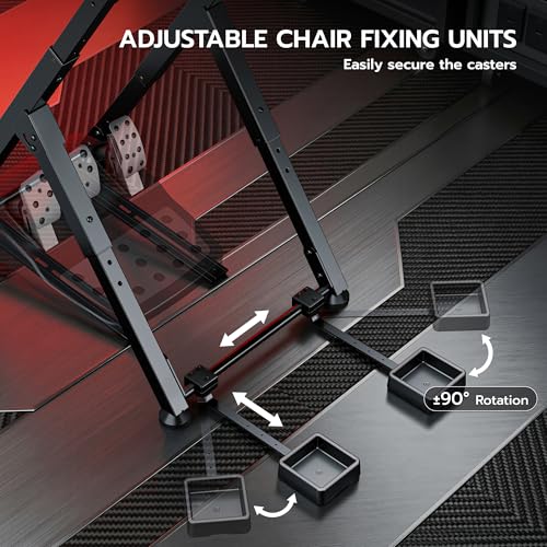 ARES WING Foldable Sim Racing Wheel Stand with Chair Fixing, Compact Design | Racing Simulator Cockpit Compatible with Logitech G29 G920 G923, Fanatec, Thrustmaster, Moza, Simagic, Racing Games Equipment - size: Stand with Chair Fixing