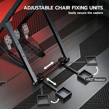 ARES WING Foldable Sim Racing Wheel Stand with Chair Fixing, Compact Design | Racing Simulator Cockpit Compatible with Logitech G29 G920 G923, Fanatec, Thrustmaster, Moza, Simagic, Racing Games Equipment - size: Stand with Chair Fixing