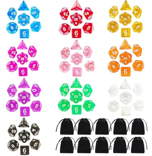 70Pcs Polyhedral DND Dice Set 10 Colors with Large Drawstring Bag | 7 dice per color, suitable for Dungeons and Dragons, Role Playing Table Game（10 Colors-1） - color: 10 Colors-1