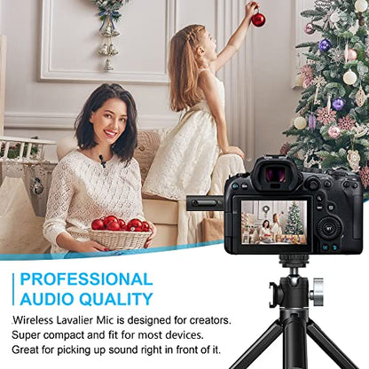 Dual Wireless Lavalier Microphone for iPhone/Android Phones/DSLR Camera/Laptop/MacBook/GoPro/Camcorder, Professional Lapel Mic for Video Recording/Vlogging/YouTube/Podcast/LiveStream