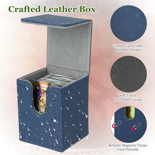 Arkeiliy MTG Deck Box with 50 Pcs Card Sleeve, 110+ Card Storage Leather Deck Box for Magic Commander, Collectible Trading Card Cases (4 Pack III) - color: 4 Pack III