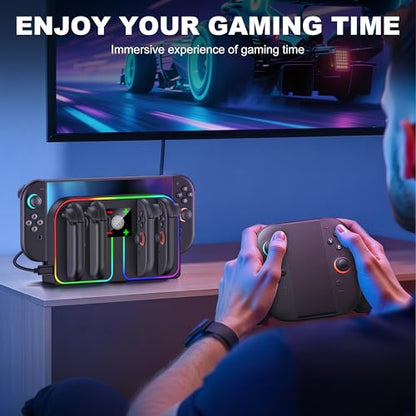 Svetaecho Charging Dock Compatible with Nintendo Switch 2 (2025) for Joycon Controller Charging, 4 in 1 Joypad Charger for Switch 2 Joy Con Fast Charger Stand Station Accessories PlayStation 3 - style: Vertical