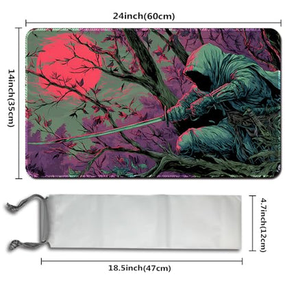 MTG Playmats(Stitched) 14x24in Compatible for OCG CCG RPG TCG Playmats with Card Zones Storage Bag (Assassins-No Zone) - color: Assassins-no Zone