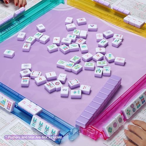 American Mahjong Tile Set, 160 Purple 4 Layer Mah Jong GameTiles with Tile Bag, Gift-Ready Storage Box, 4 Dice with Pouch, Mahjong Travel Tiles Set, Western Mah Jongg, Majong, Majiang - color: Purple