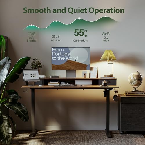 Agilestic 48 x 24 Inches Electric Standing Desk with 2 Storage Drawers, Adjustable Height Sit and Stand Computer Table with Splice Board, Rustic Brown - color: Rustic Brown, size: 48 x 24 Inches with 2 drawers
