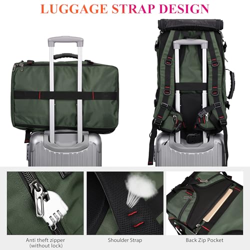 WITZMAN Carry on Travel Backpack for Men Airline Approved Fits 16" Laptop | Nylon 3 in 1 Luggage Duffle Bag with USB Charging Port, Shoe Compartment, For Weekend Getaway, Overnight Trip, B682 Green - color: 02.army Green