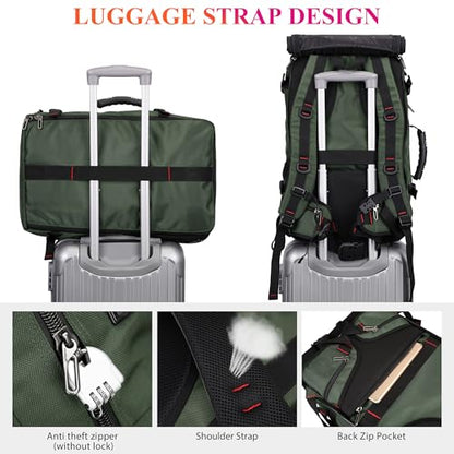 WITZMAN Carry on Travel Backpack for Men Airline Approved Fits 16" Laptop | Nylon 3 in 1 Luggage Duffle Bag with USB Charging Port, Shoe Compartment, For Weekend Getaway, Overnight Trip, B682 Green - color: 02.army Green