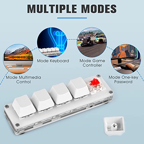 Ecarke 5 Keys Mini Macro Mechanical Keyboard Gaming Keypad Cherry Shaft OSU Keypad Hotswap with USB Data Cable & RGB LED Light for Windows Mac macros or Rhythm Games