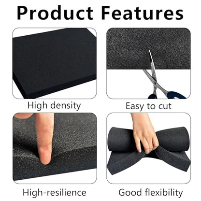 2 PCS 16" x 12" x 1.5" Polyurethane Foam Sheets Black Cushion Foam Panels | Foam Inserts for Cases,Black Foam Padding Cuttable Polyurethane Styrofoam for Cushion, Toolbox, Game Box, Storage, Crafts - size: 16x12x1.5inch