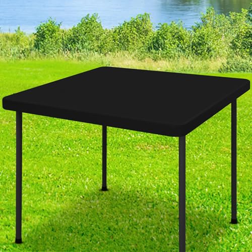 Moosfor Spandex Square Table Cloth, Elastic Fitted Tablecloths for Picnic, Stretch Washable Patio Table Cover for Outdoor, Camping, Banquet and Parties (Black, 42"x42") - color: Black, size: 42" x 42" (Square)