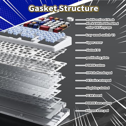 x Aula F99 Pro Mechanical Keyboard, Wireless Gaming Keyboards RGB Backlit Hot Swappable Custom Creamy Bluetooth Computer Keyboard, Tri-Mode BT5.0/2.4GHz/USB-C, Pre-lubed Switches PBT Keycaps | 99 Keys,8000mAh Rechargeable,Hot Swappable Custom,RGB Backlit,