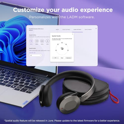 Lenovo ThinkPad Dual Mode Wireless ANC Foldable Headset 8550 (Aura Edition) – Sound by Bose, AI Noise Cancelling Mic, Microsoft Teams Certified, Bluetooth 5.3 - color: Thunder Grey, size: 2.20